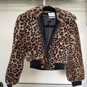 Urban Outfitters Leopard Print Faux Fur Jacket